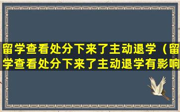 留学查看处分下来了主动退学（留学查看处分下来了主动退学有影响吗）