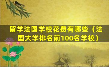 留学法国学校花费有哪些（法国大学排名前100名学校）