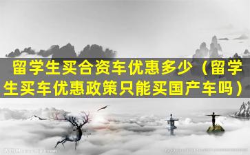 留学生买合资车优惠多少（留学生买车优惠政策只能买国产车吗）