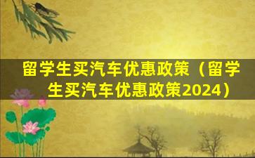 留学生买汽车优惠政策（留学生买汽车优惠政策2024）