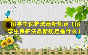 留学生保护法最新规定（留学生保护法最新规定是什么）