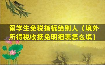 留学生免税指标给别人（境外所得税收抵免明细表怎么填）