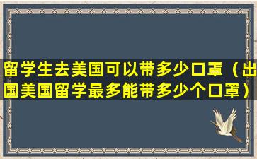 留学生去美国可以带多少口罩（出国美国留学最多能带多少个口罩）