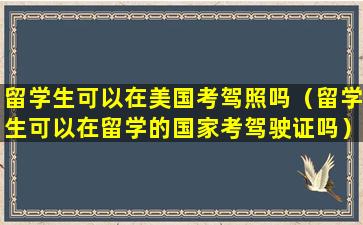 留学生可以在美国考驾照吗（留学生可以在留学的国家考驾驶证吗）