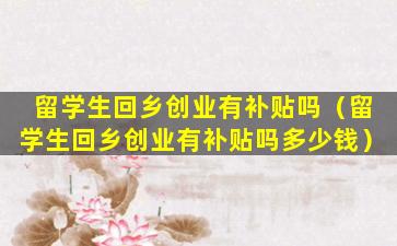 留学生回乡创业有补贴吗（留学生回乡创业有补贴吗多少钱）