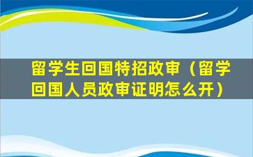 留学生回国特招政审（留学回国人员政审证明怎么开）