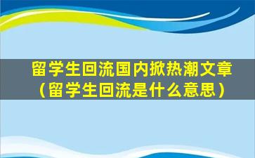 留学生回流国内掀热潮文章（留学生回流是什么意思）