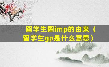 留学生圈imp的由来（留学生gp是什么意思）