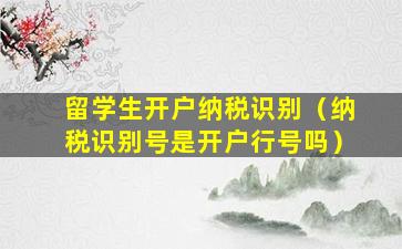 留学生开户纳税识别（纳税识别号是开户行号吗）