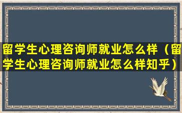 留学生心理咨询师就业怎么样（留学生心理咨询师就业怎么样知乎）