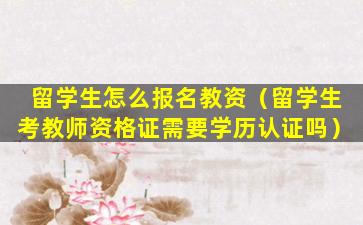 留学生怎么报名教资（留学生考教师资格证需要学历认证吗）