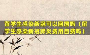 留学生感染新冠可以回国吗（留学生感染新冠肺炎费用自费吗）
