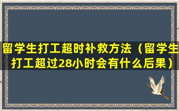 留学生打工超时补救方法（留学生打工超过28小时会有什么后果）