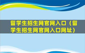 留学生招生网官网入口（留学生招生网官网入口网址）