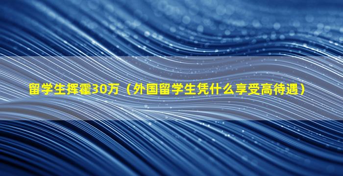 留学生挥霍30万（外国留学生凭什么享受高待遇）