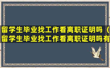 留学生毕业找工作看离职证明吗（留学生毕业找工作看离职证明吗有影响吗）