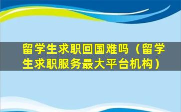 留学生求职回国难吗（留学生求职服务最大平台机构）