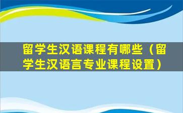 留学生汉语课程有哪些（留学生汉语言专业课程设置）