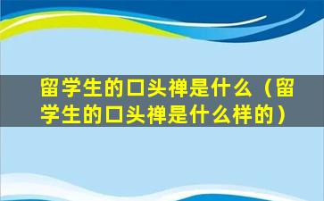留学生的口头禅是什么（留学生的口头禅是什么样的）