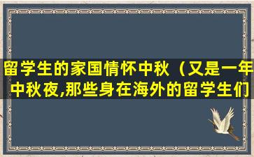 留学生的家国情怀中秋（又是一年中秋夜,那些身在海外的留学生们,谁不更加思念）