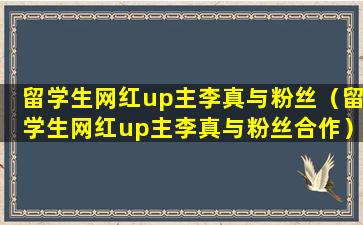 留学生网红up主李真与粉丝（留学生网红up主李真与粉丝合作）