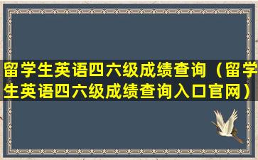 留学生英语四六级成绩查询（留学生英语四六级成绩查询入口官网）