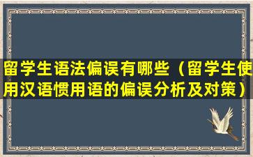 留学生语法偏误有哪些（留学生使用汉语惯用语的偏误分析及对策）