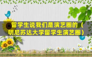 留学生说我们是演艺圈的（明尼苏达大学留学生演艺圈）