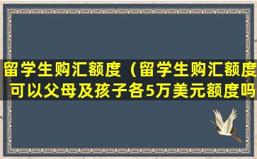 留学生购汇额度（留学生购汇额度可以父母及孩子各5万美元额度吗）