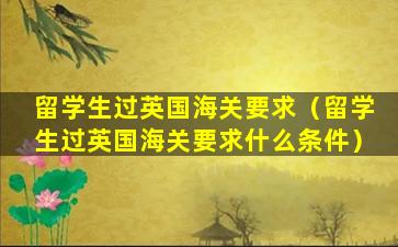 留学生过英国海关要求（留学生过英国海关要求什么条件）