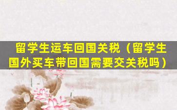 留学生运车回国关税（留学生国外买车带回国需要交关税吗）