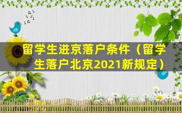 留学生进京落户条件（留学生落户北京2021新规定）