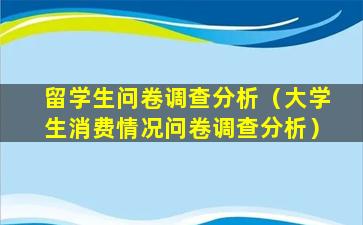 留学生问卷调查分析（大学生消费情况问卷调查分析）