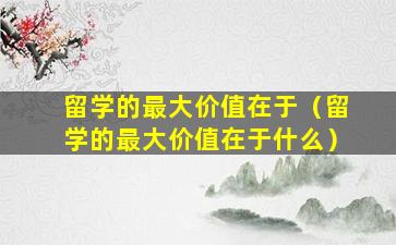 留学的最大价值在于（留学的最大价值在于什么）