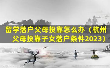 留学落户父母投靠怎么办（杭州父母投靠子女落户条件2023）