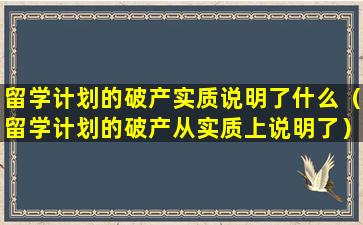 留学计划的破产实质说明了什么（留学计划的破产从实质上说明了）