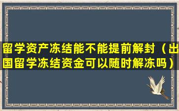 留学资产冻结能不能提前解封（出国留学冻结资金可以随时解冻吗）