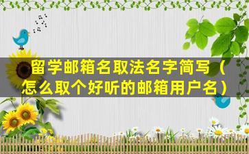留学邮箱名取法名字简写（怎么取个好听的邮箱用户名）