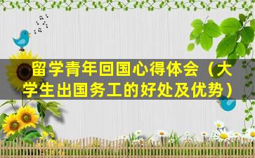 留学青年回国心得体会（大学生出国务工的好处及优势）