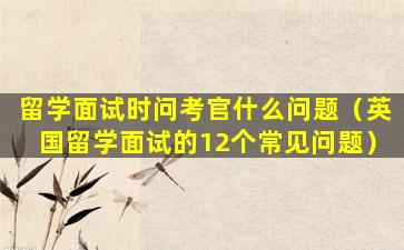 留学面试时问考官什么问题（英国留学面试的12个常见问题）