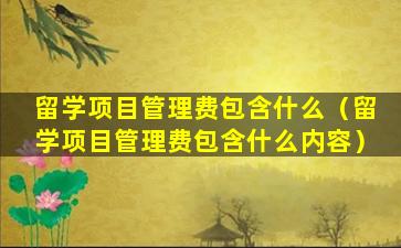 留学项目管理费包含什么（留学项目管理费包含什么内容）