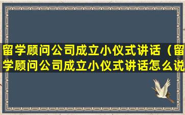 留学顾问公司成立小仪式讲话（留学顾问公司成立小仪式讲话怎么说）