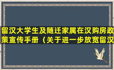 留汉大学生及随迁家属在汉购房政策宣传手册（关于进一步放宽留汉大学毕业生落户试行政策）