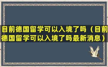 目前德国留学可以入境了吗（目前德国留学可以入境了吗最新消息）