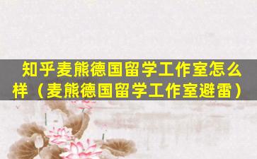 知乎麦熊德国留学工作室怎么样（麦熊德国留学工作室避雷）