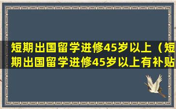 短期出国留学进修45岁以上（短期出国留学进修45岁以上有补贴吗）