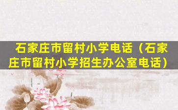 石家庄市留村小学电话（石家庄市留村小学招生办公室电话）