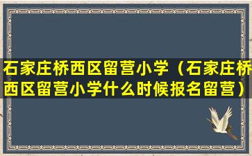 石家庄桥西区留营小学（石家庄桥西区留营小学什么时候报名留营）