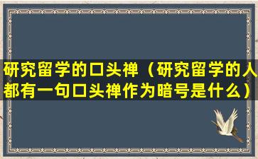 研究留学的口头禅（研究留学的人都有一句口头禅作为暗号是什么）