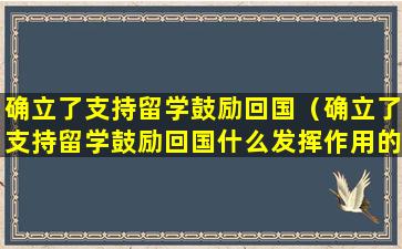 确立了支持留学鼓励回国（确立了支持留学鼓励回国什么发挥作用的十六字方针）